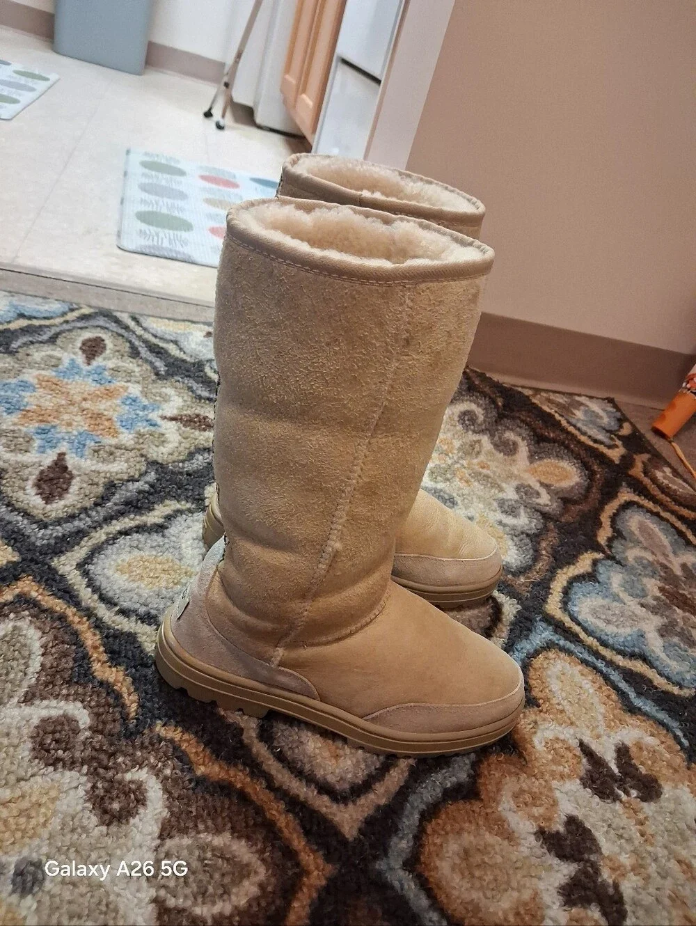 UGG AUSTRALIA Women's Tall Shearling-Lined Winter Boots - Sand Color Size 7